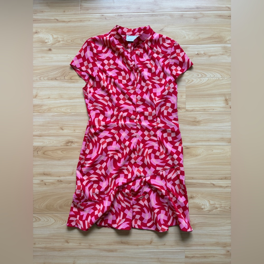 ASOS Red and Pink Mini Dress - Size 6